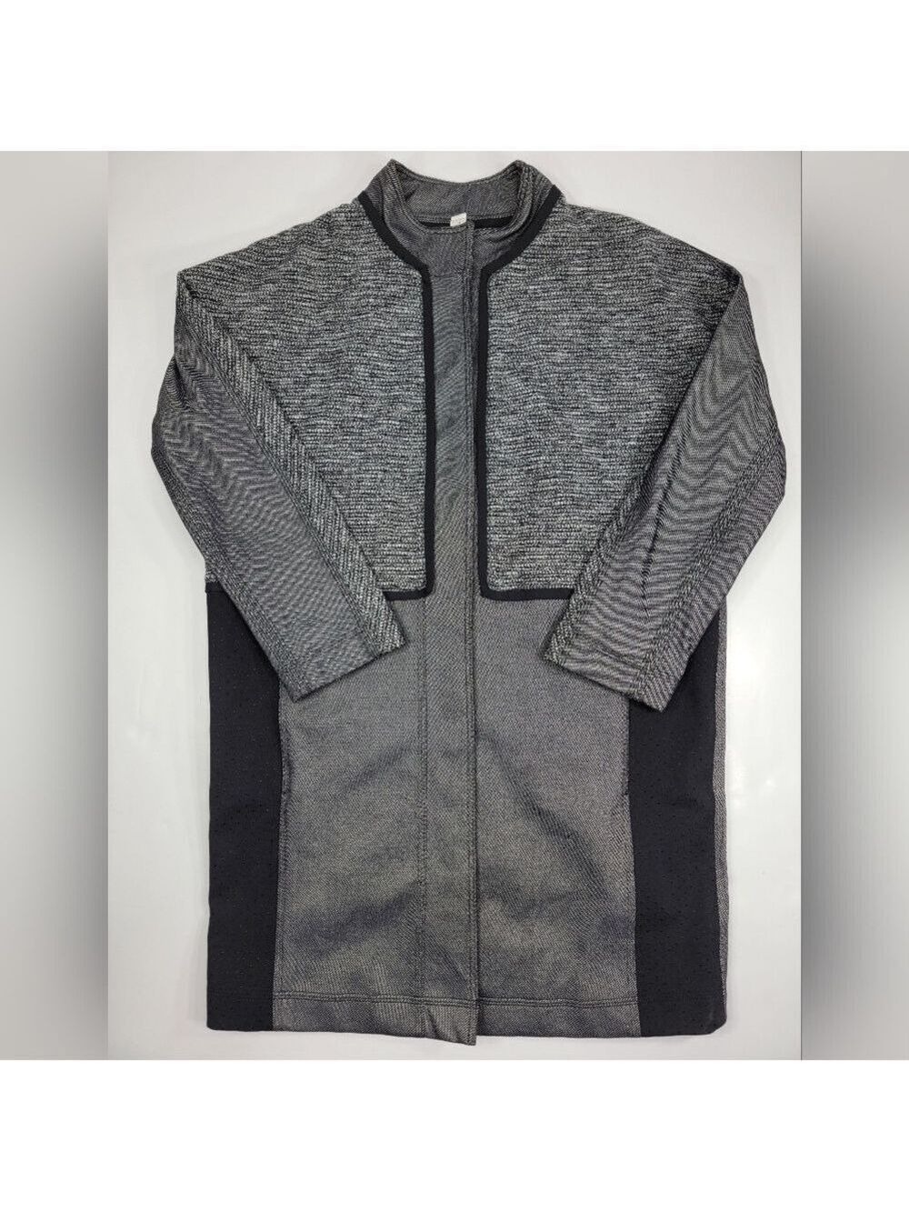 Lululemon Cocoon Car Long Coat Sz Black Grey Button Stretch Jacket Women's XS